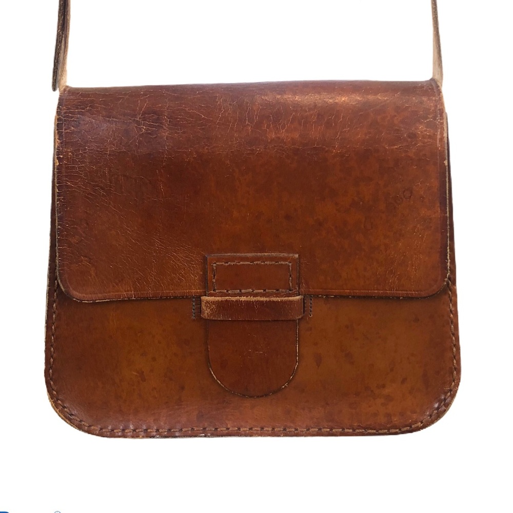 Vintage Structured All Leather Crossbody Purse